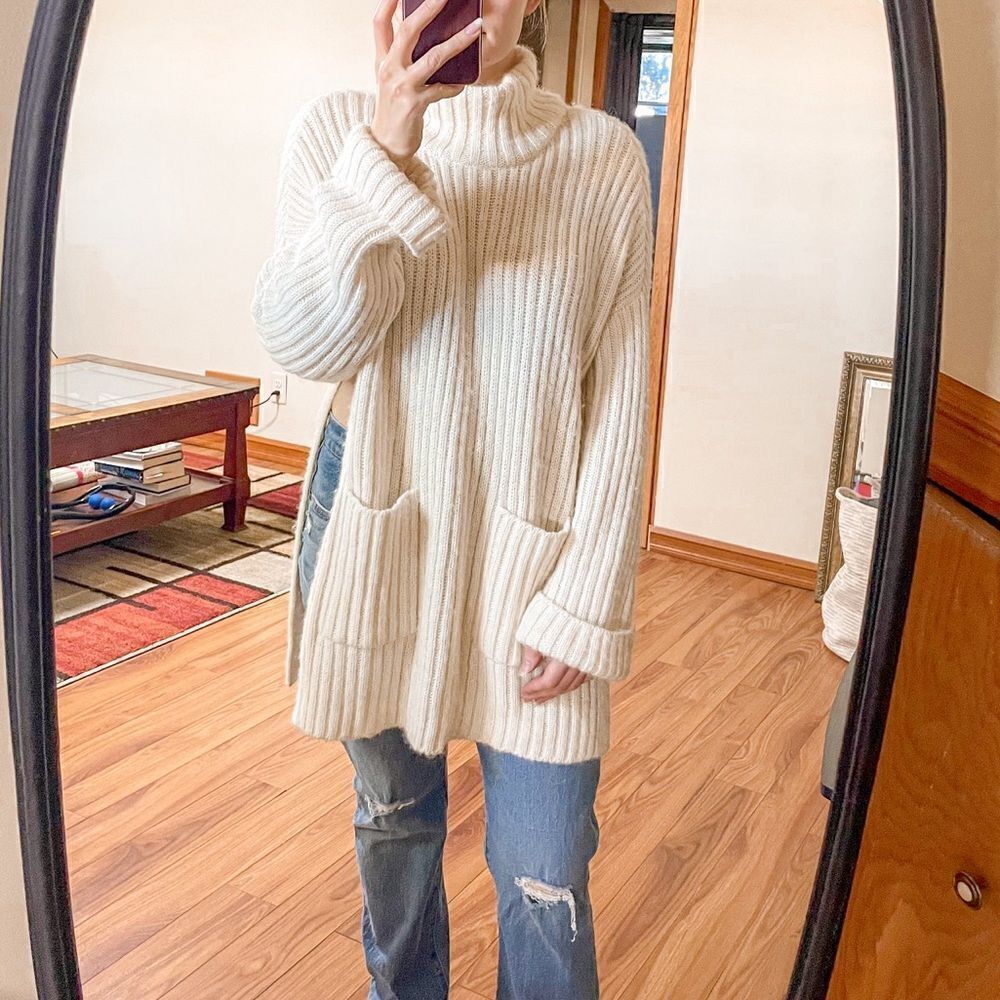Peruvian Connection Ivory Turtleneck Knit Sweater L